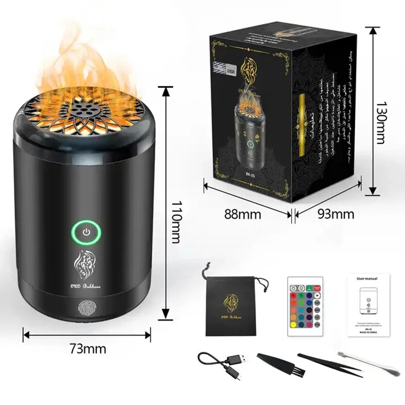 Arabic Incense Burner Electronic Portable Comb Bakhoor Burner Muslim Dukhoon Aroma Diffuser USB Rechargeable Oud Burning Holder