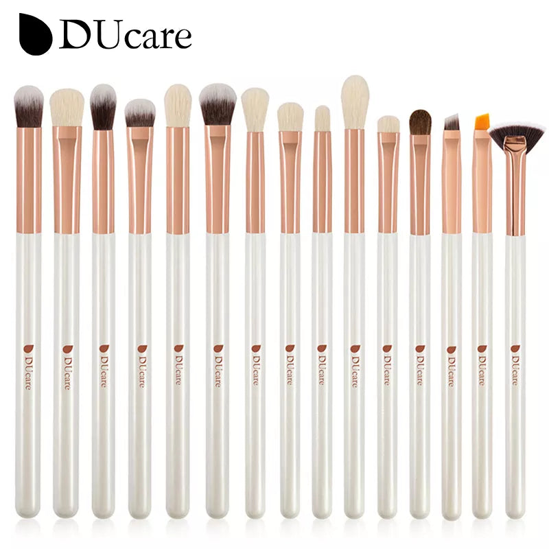 DUcare Eye Makeup Brushes 15pcs Eyeshadow Makeup Brushes Set with Soft Synthetic Hairs & Wood Handle for Eyebrow Blending Makeup