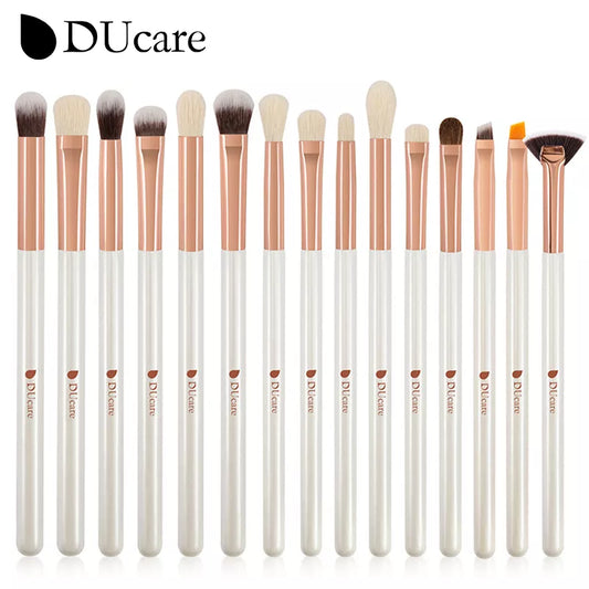 DUcare Eye Makeup Brushes 15pcs Eyeshadow Makeup Brushes Set with Soft Synthetic Hairs & Wood Handle for Eyebrow Blending Makeup