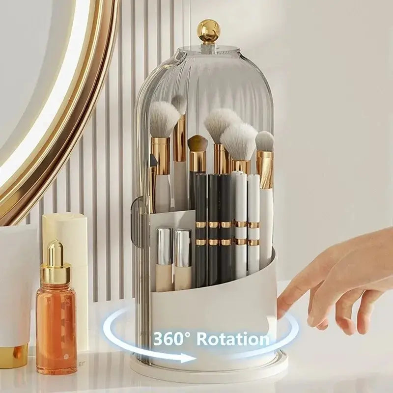 360° Rotating Makeup Brush Holder Desktop Makeup Organizer Cosmetic Storage Box Lipstick Eyebrow Pencil Holder Jewelry Container